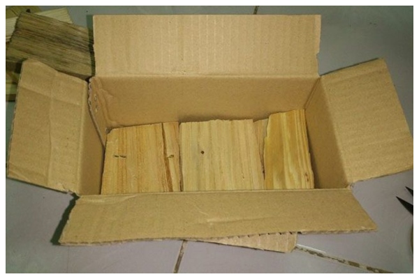 Hộp nhử mối được dán kín 3 mặt để một mặt làm nắp đậy không dán kín